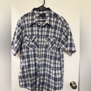 Beverly Hills Polo Club Blue and White Plaid Shirt